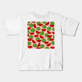Watermelon Pattern in Pink Background Kids T-Shirt